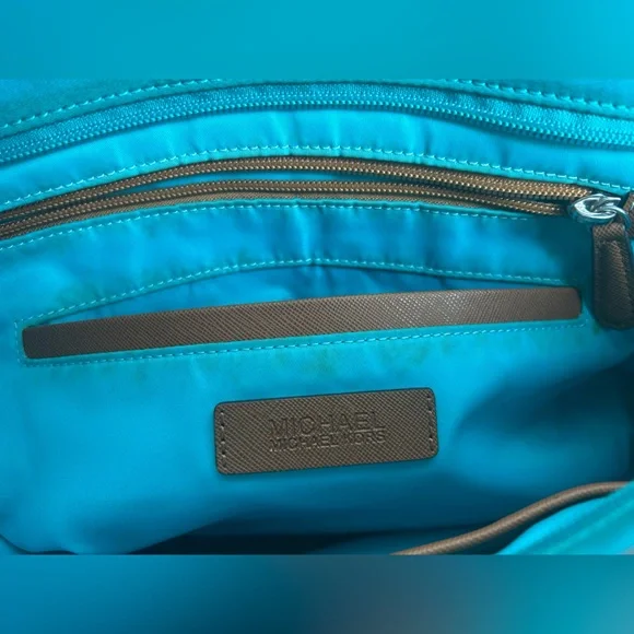 Michael Kors Teal and Brown Tote Bag - Picture 11 of 16